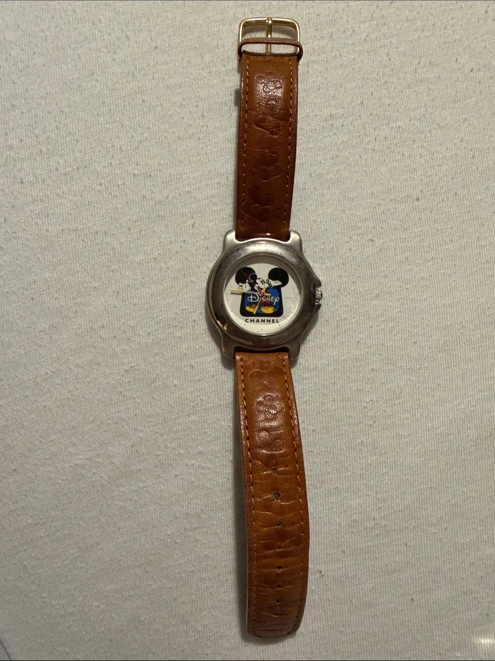 Disney Brown Leather Strap Mickey Mouse Logo Watch